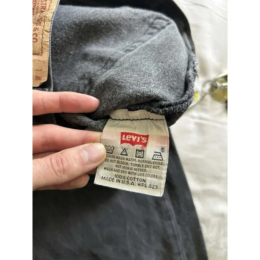Vintage Levi’s 501 Jeans USA Made Black Denim Measures 30x34 Distressed Faded 95